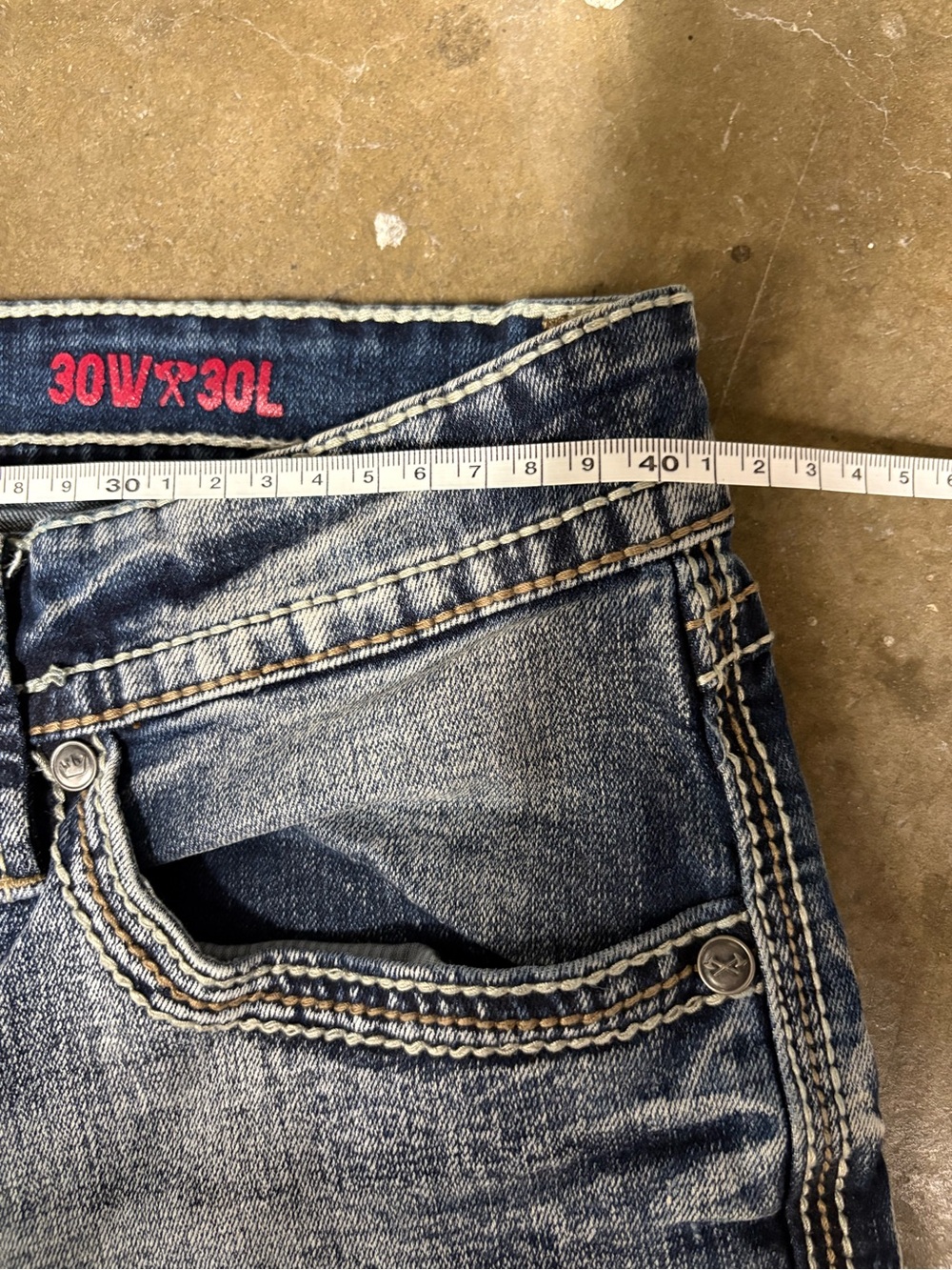 Axe & Crown Distressed Embroidered Back Pocket Jeans - Blue - Picture 5 of 5